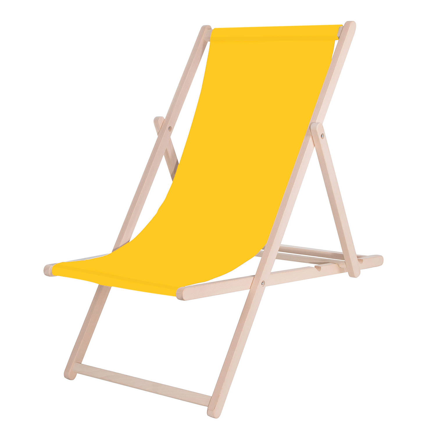Springos Strandstoel - Verstelbaar - Beukenhout - Hangemaakt - Geel