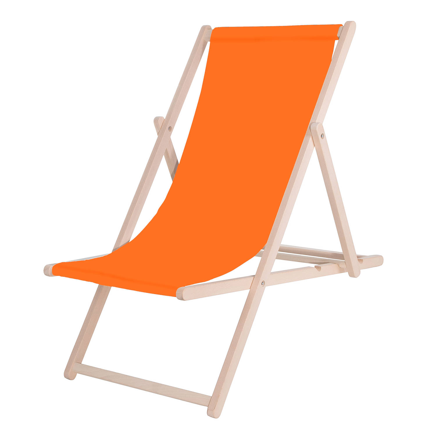 Springos Strandstoel - Verstelbaar - Beukenhout - Hangemaakt - Oranje