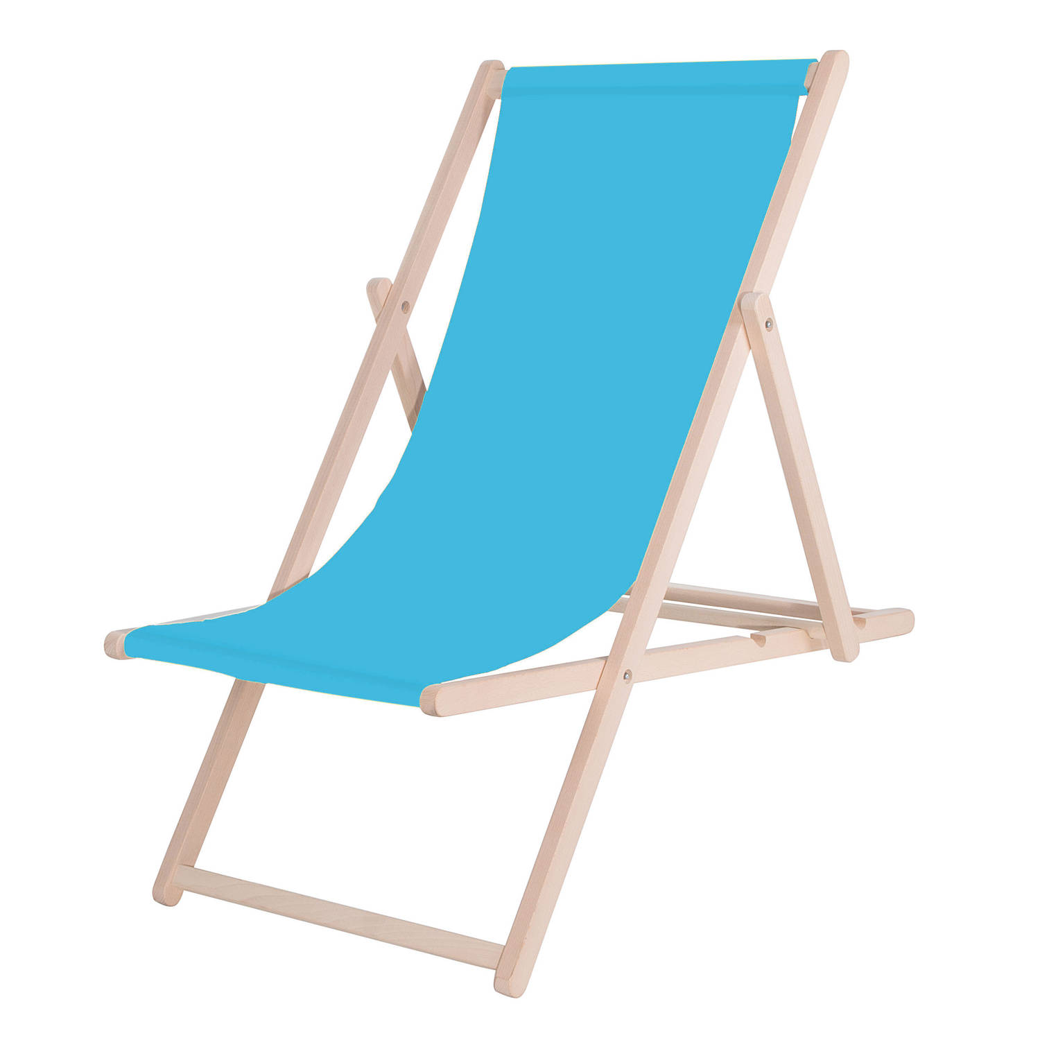 Springos Strandstoel - Verstelbaar - Beukenhout - Hangemaakt - Blauw
