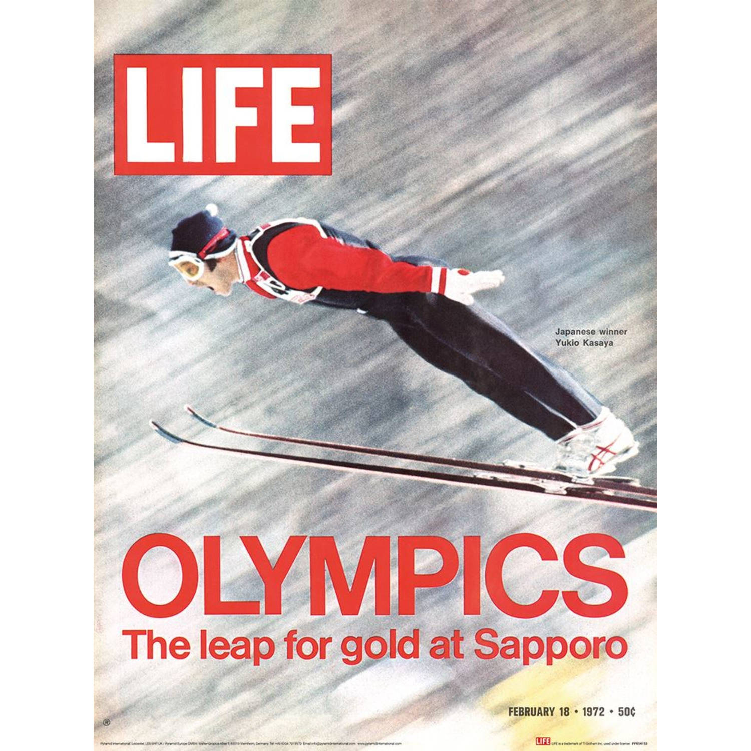 Kunstdruk Time Life Sapporo Olympic Ski Jumper 30x40cm