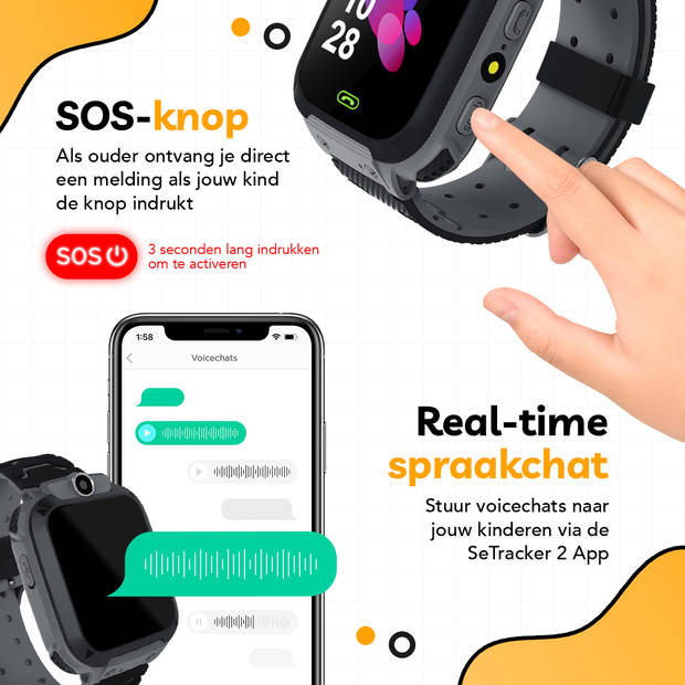 AyeKids Kinder Smartwatch - Bel Functie – SOS Knop – Incl. Simkaart