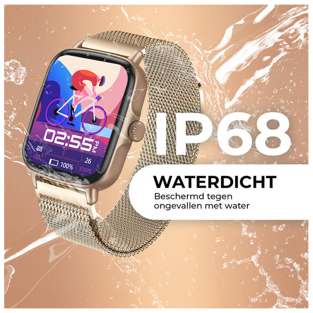 AyeWay Smartwatch voor heren en dames - Stalen band - Waterdicht en touchscreen - 70 sportmodi