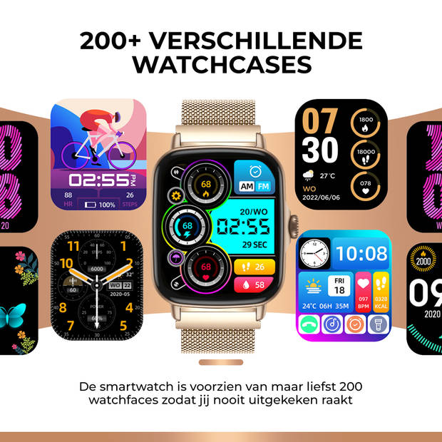 AyeWay Smartwatch voor heren en dames - Stalen band - Waterdicht en touchscreen - 70 sportmodi