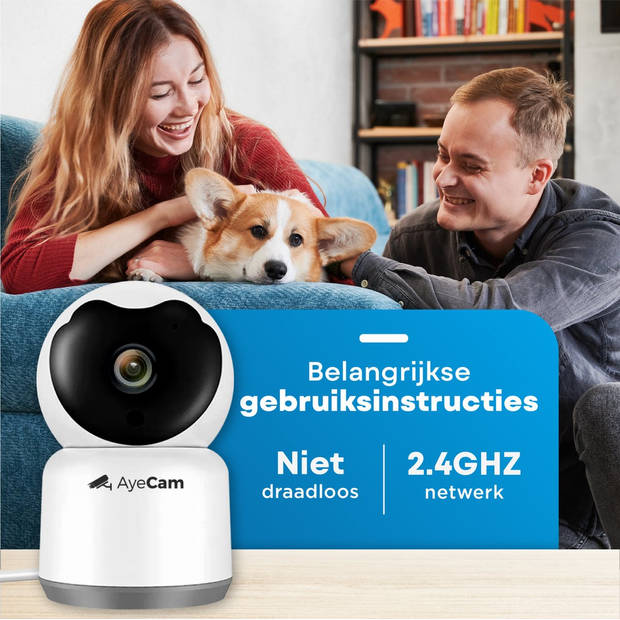 AyeCam Huisdiercamera - Met App - Incl. 32GB SD - WiFi - Beweeg & Geluidsdetectie Beveiligingscamera