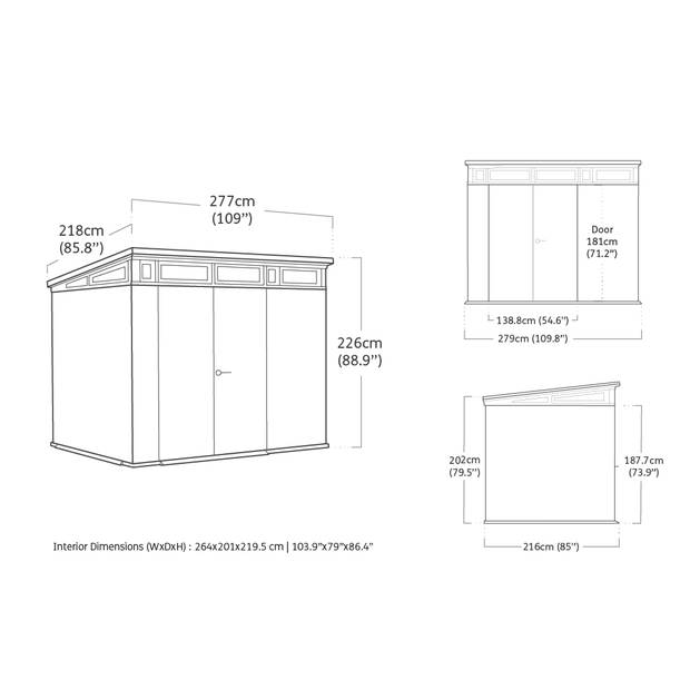 Keter Venetian Pent 97 Tuinhuis - 279x218x226cm - Bruin