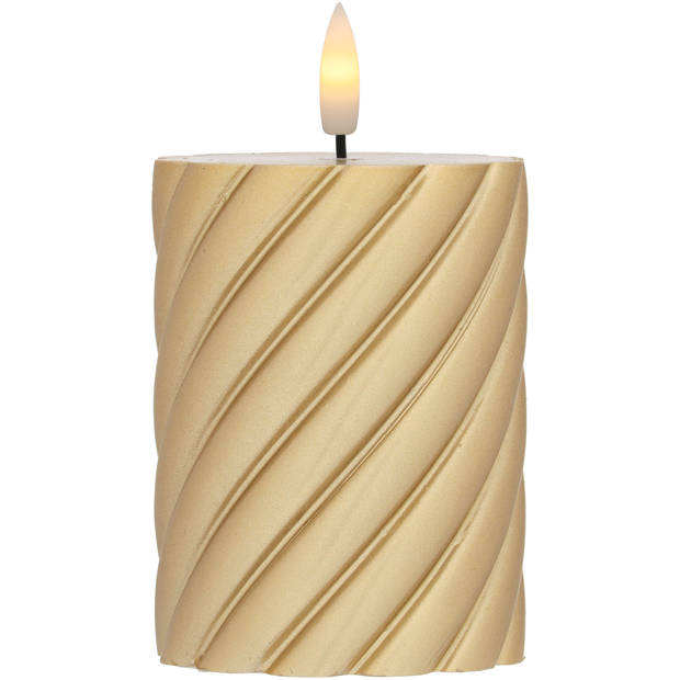 Blokker LED kaars Swirl - 7,5x10cm - goud