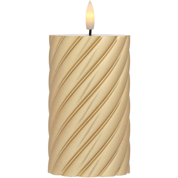 Blokker LED kaars Swirl - 7,5x12,5cm - goud