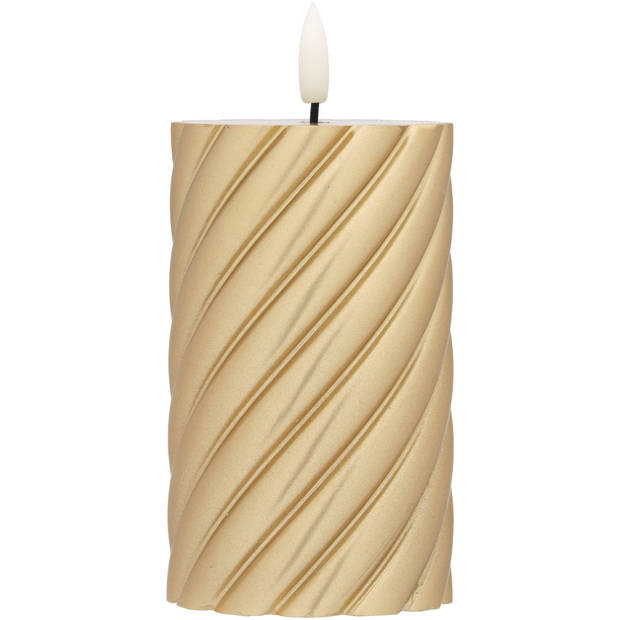 Blokker LED kaars Swirl - 7,5x12,5cm - goud