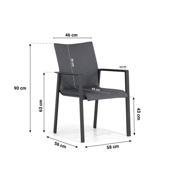 Lifestyle Garden Furniture Rome/Ancona 125 cm dining tuinset 5-delig