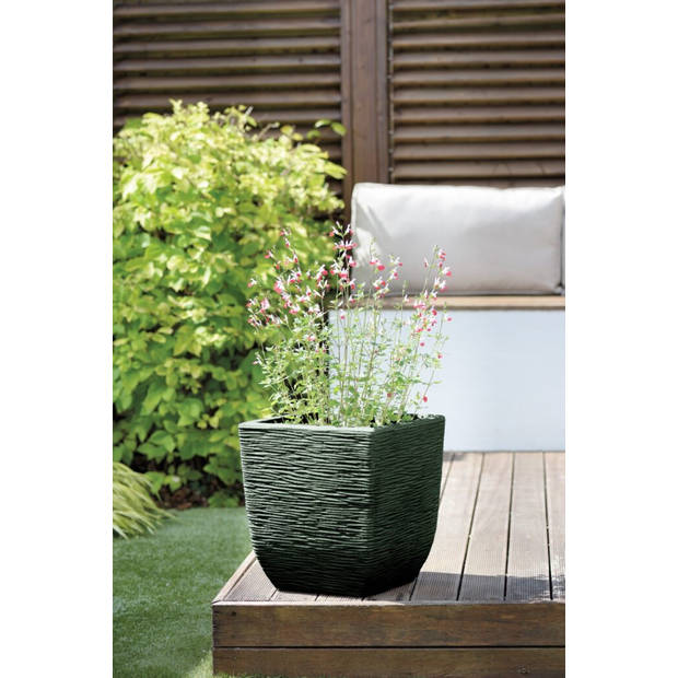 Keter Cotswold Plantenbak Laag Vierkant - 2 stuks - 23L - 32x32x34cm - Groen