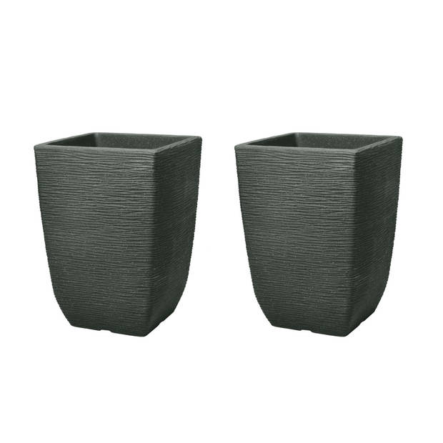 Keter Cotswold Plantenbak Hoog Vierkant - 2 stuks - 36L - 33x33x48cm - Groen