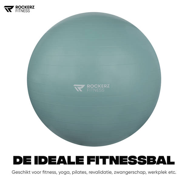 Rockerz Yoga bal inclusief pomp - Fitness bal - Zwangerschapsbal - 75 cm - Petrol