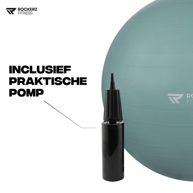 Rockerz Yoga Bal - inclusief pomp - Fitness bal - Zwangerschapsbal - 65 cm - kleur: Petrol