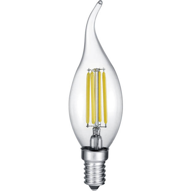 LED Lamp - Kaarslamp - Filament - Trion Kirza - 4W - E14 Fitting - Warm Wit 2700K - Dimbaar - Transparent Helder - Glas