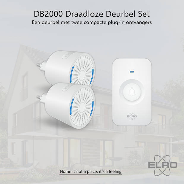 ELRO DB2000 Draadloze Deurbel Set – met 2 Plug-In Ontvangers