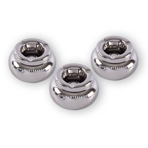 Set Of 3 Silver Dolomite Ashtrays - Perfect For Cigarette Ash - Dimensions 11cm Diameter: 6cm Height - Luxury Smoking