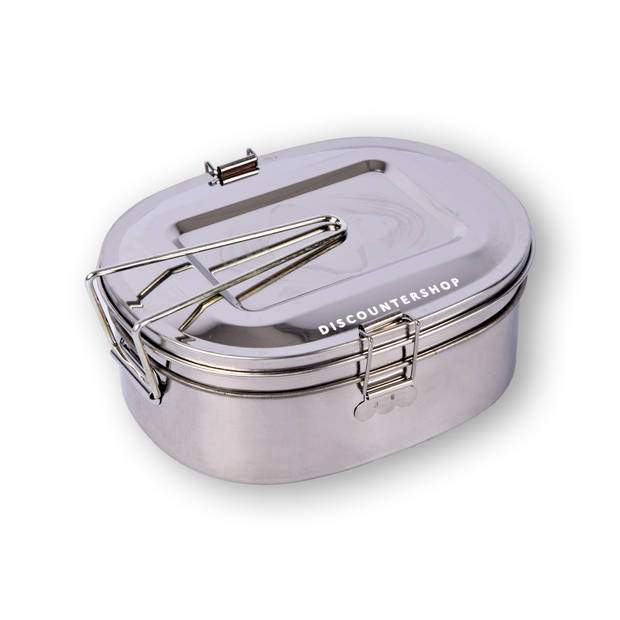 Stylish Stainless Steel Lunchbox - With Lid, Removable Shelf, 1.2L Capacity - 18cm x 14cm x 7.5cm