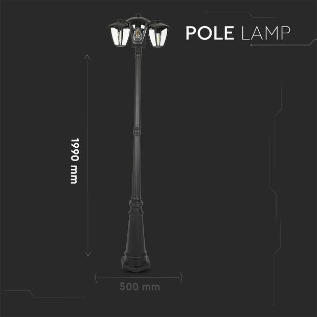 V-TAC VT-740 E27 Buitenverlichting - Staande Lamp - IP44 - Zwart