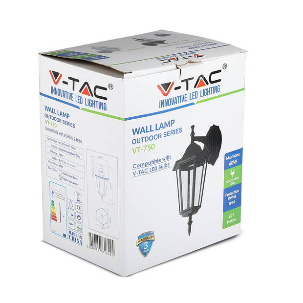 V-TAC VT-750-W E27 Buitenverlichting - wandlamp - Down - IP44 - Mat Wit