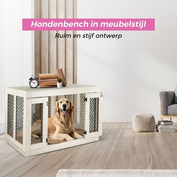 MaxxPet Houten Hondenbench - Hondenhuisje voor binnen - Hondenhok - kennel - 94x60x72cm