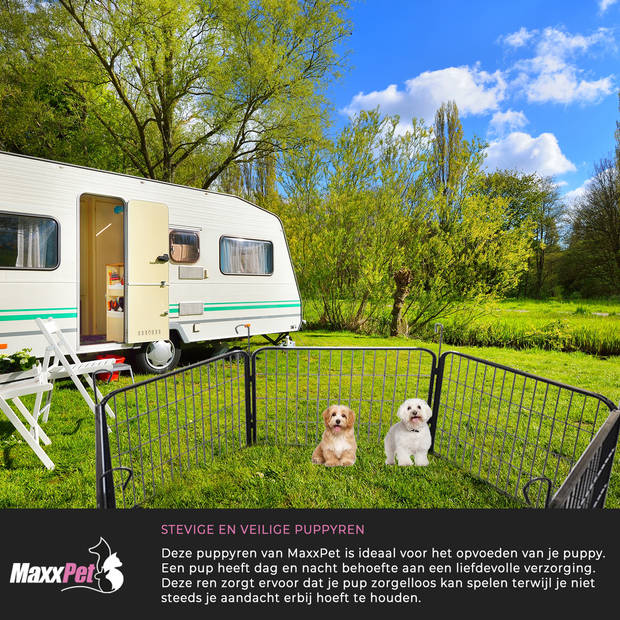 MaxxPet Puppyren - Hondenbench - Hondenren- Puppyren met 6 kennelpanelen - Staal -60 x 60 cm