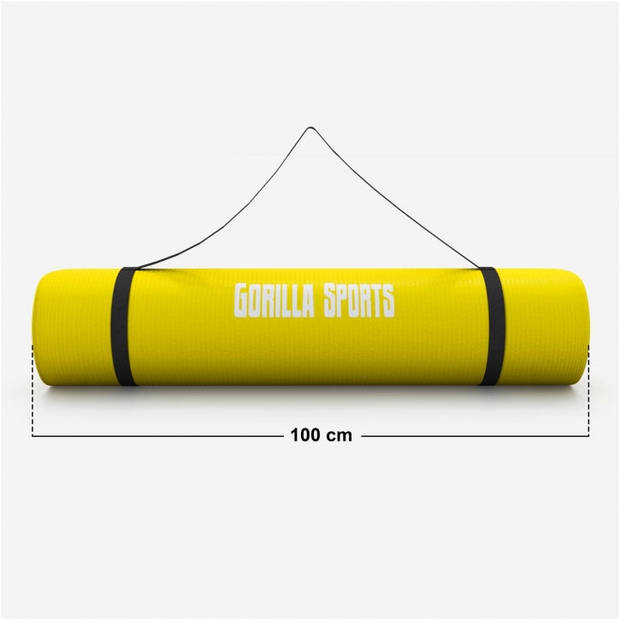 Gorilla Sports Yogamat Deluxe - Geel 190 x 100 x 1,5 cm - Yoga Mat