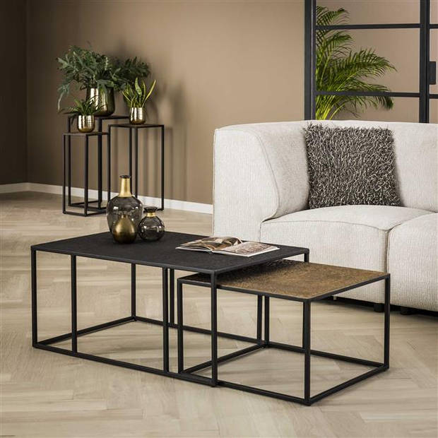 Hoyz Collection - Salontafel Set-2 Rechthoek Iron Metallic - Grijs