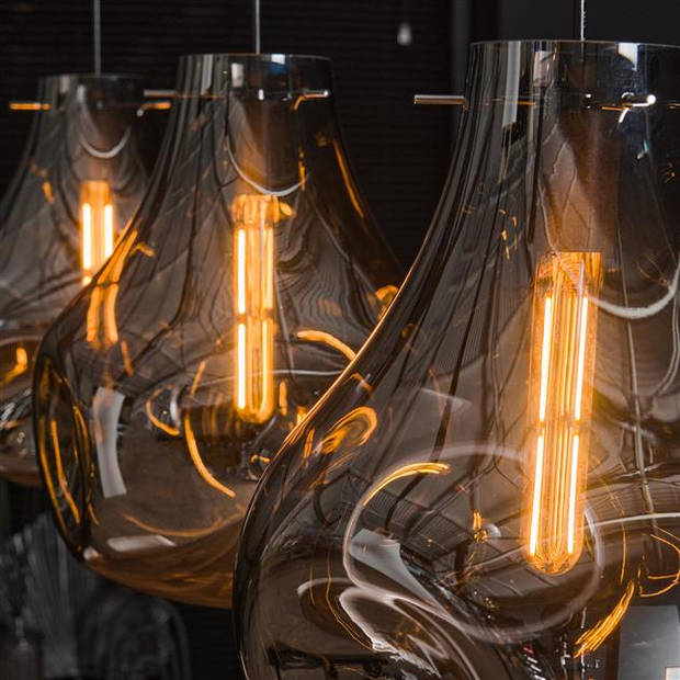 Hoyz Collection - Hanglamp 3L Dent Glass - Artic Zwart