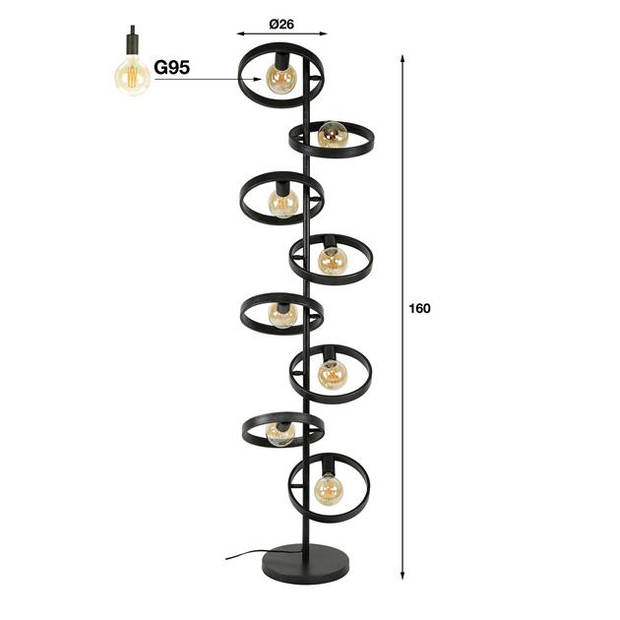 Hoyz Collection - Vloerlamp 8L Hover - Charcoal