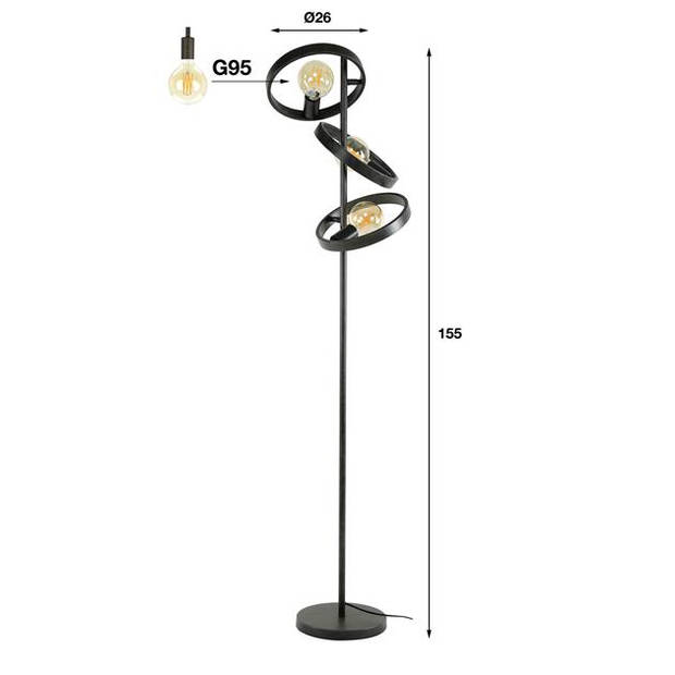 Hoyz Collection - Vloerlamp 3L Hover - Charcoal