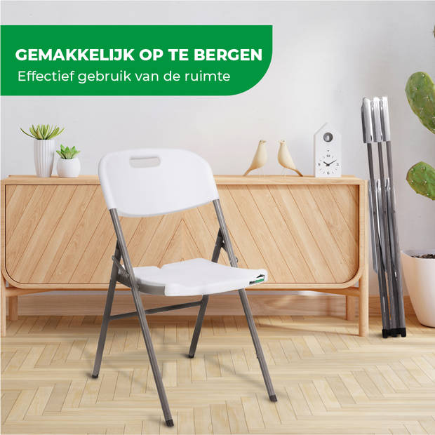 MaxxHome klapstoelen set - 4 xtuinstoel opvouwbaar - Campingstoel - Terrasmeubilair - 82 x 44 x 58 cm - Wit - 4 stuks