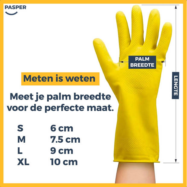 Schoonmaak handschoenen - maat L - 10 stuks - waterdicht rubberen handschoenen - Huishoudhandschoenen Pasper - Geel zuiv