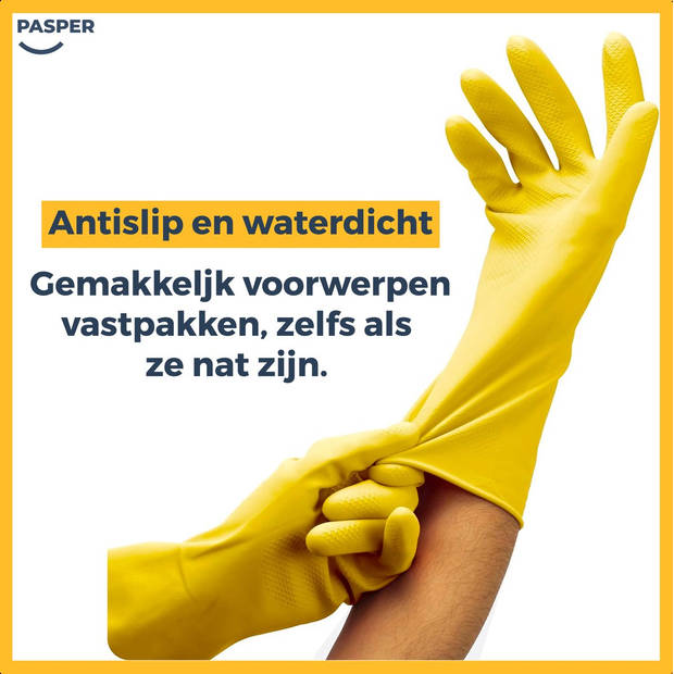 Schoonmaak handschoenen - maat S - 10 stuks - waterdicht rubberen handschoenen - Huishoudhandschoenen Pasper - Geel zuiv