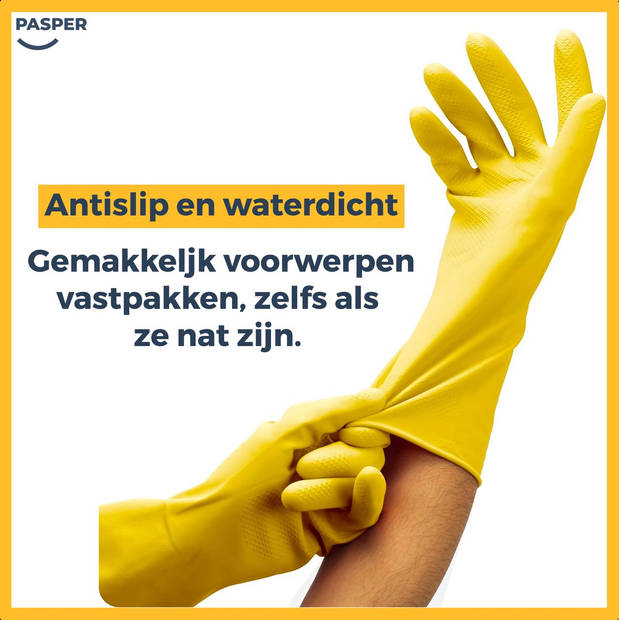 Schoonmaak handschoenen - maat M - 10 stuks - waterdicht rubberen handschoenen - Huishoudhandschoenen Pasper - Geel zuiv