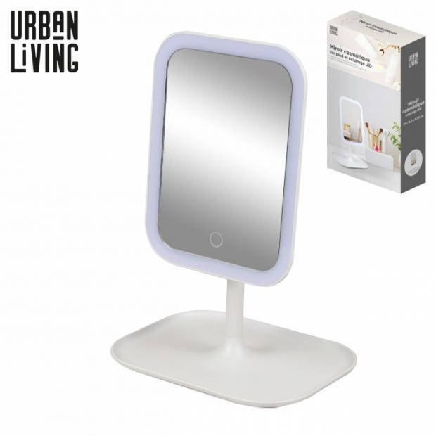 Urban Living - Make Up Spiegel - met LED verlichting - Inclusief Batterijen - 21x16,5x30cm - Wit