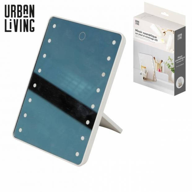 Urban Living - Make Up Spiegel - met LED verlichting - Inclusief Batterijen - 17x22cm - Wit