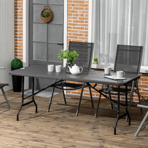 Tuintafel voor 6 personen - Tafel - Tuinmeubelen - Opvouwbaar - Donkergrijs - 180 x 75,5 x 73 cm