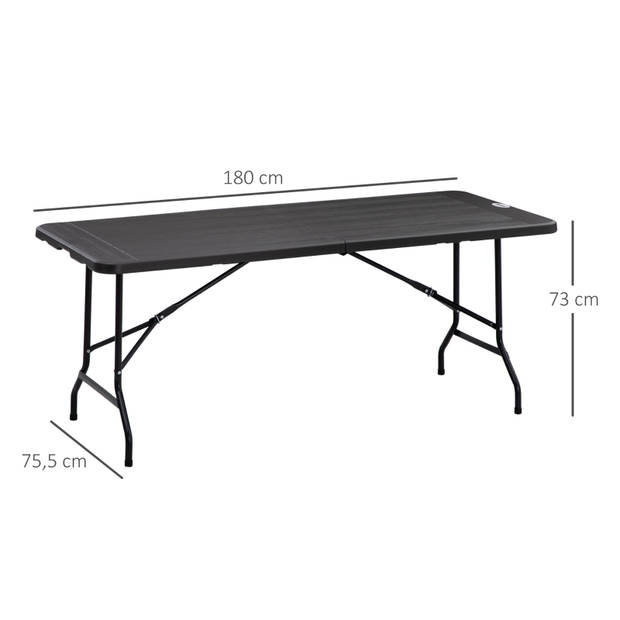 Tuintafel voor 6 personen - Tafel - Tuinmeubelen - Opvouwbaar - Donkergrijs - 180 x 75,5 x 73 cm