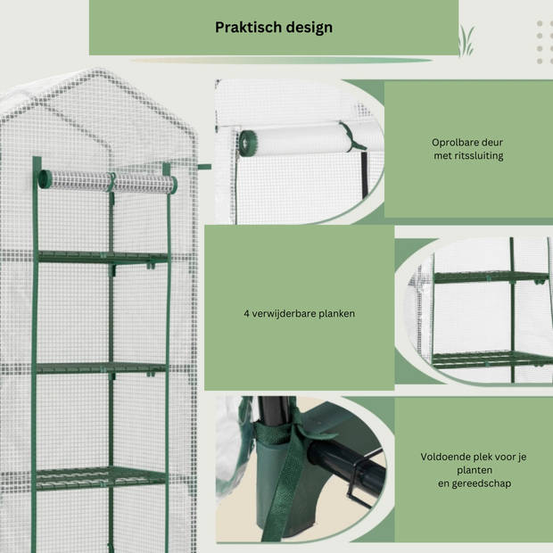 Broeikas - Foliekas - Kweekkas - Tuinkas - Kweektent - Kas - Groen -70 cm x 50 cm x 160 cm