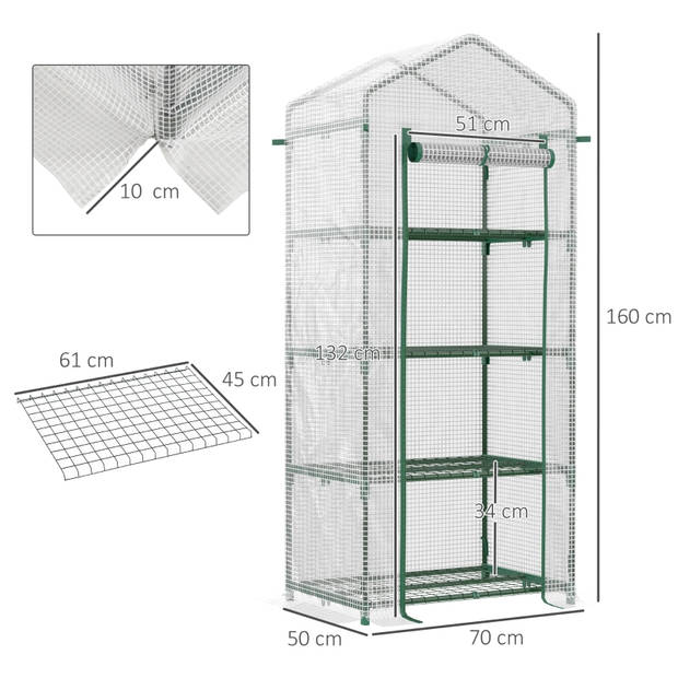 Broeikas - Foliekas - Kweekkas - Tuinkas - Kweektent - Kas - Groen -70 cm x 50 cm x 160 cm