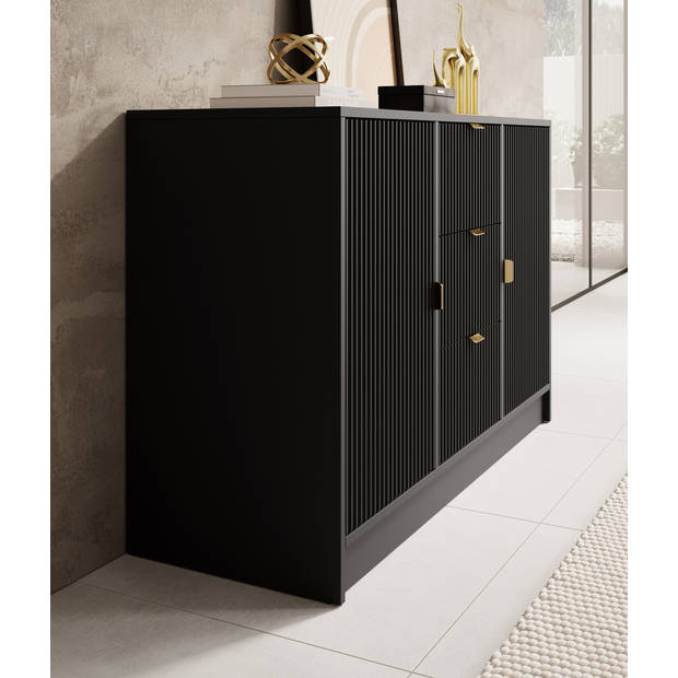 Meubella Dressoir Tavares - Zwart - 118 cm