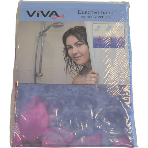 Douchegordijn Model Blauw / Roze 200 cm x 180 cm