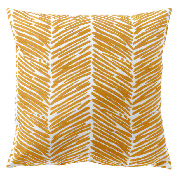 Dutch Decor - DEAN - Buitenkussen 45x45 cm - waterafstotend en uv-bestendig - gestreept - Golden Glow - wit en geel