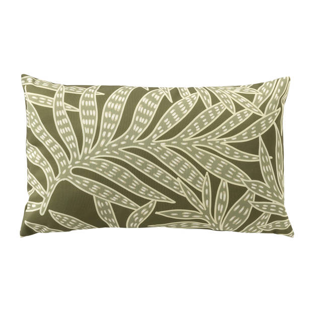 Dutch Decor - SAMUEL - Buitenkussen 30x50 cm - outdoor - waterafstotend en uv-bestendig - bladprint - Olive Branch - gro