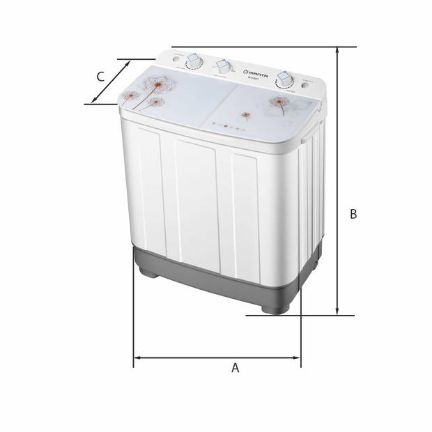 Manta WH367 XL wasmachine met dubbele trommel - 6,5Kg was en 3,5Kg centrifuge capaciteit