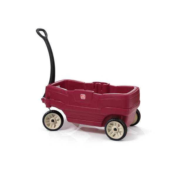 Step2 Neighborhood Wagon bolderwagen met 2 zitjes met gordels Kunststof bolderkar in rood met duwstang