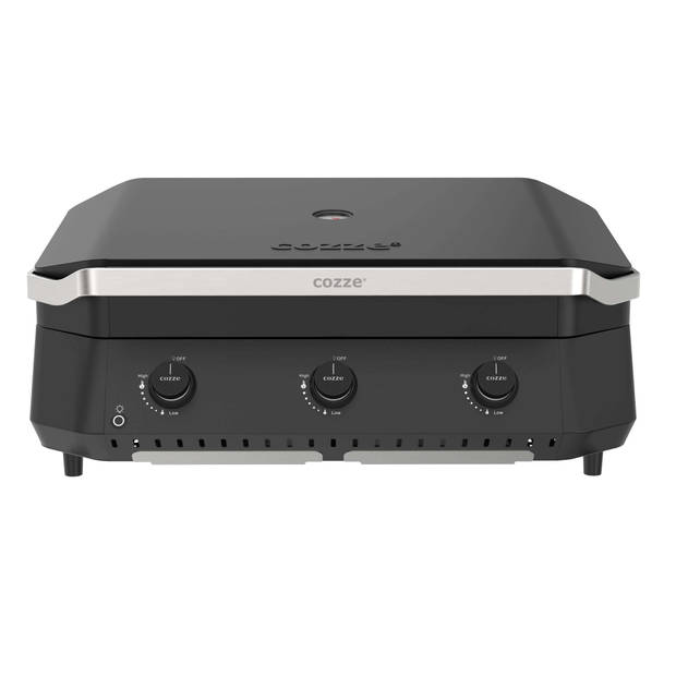 Cozze - Plancha G-800 met Deksel en 3 Branders 9.6KW - Roestvast Staal - Zwart