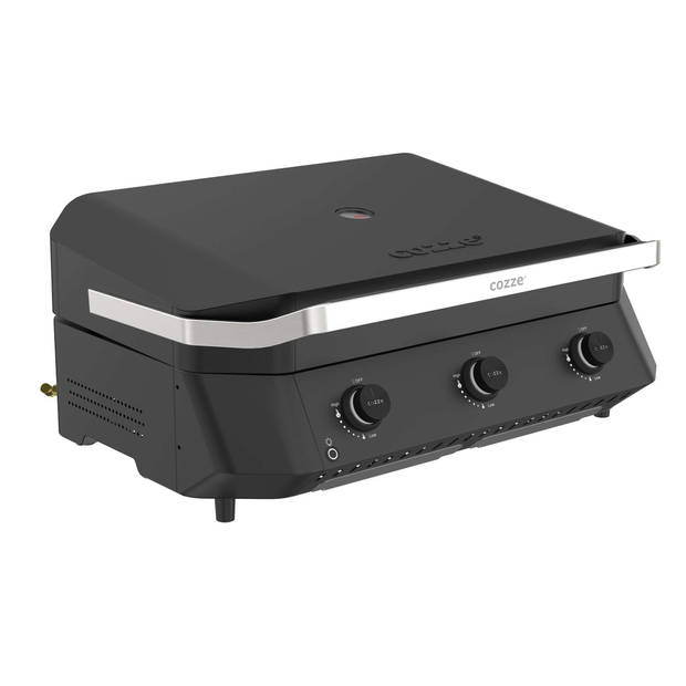 Cozze - Plancha G-800 met Deksel en 3 Branders 9.6KW - Roestvast Staal - Zwart