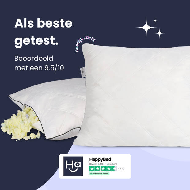 HappyBed Traagschuim 50x70 - Dreampillow hoofdkussen - hoofdkussen nekklachten - Versnipperd traagschuim