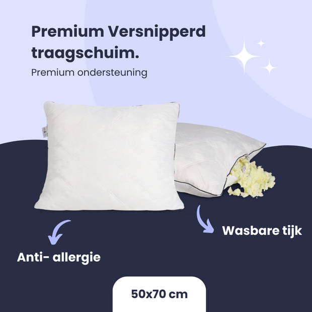 HappyBed Traagschuim 50x70 - Dreampillow hoofdkussen - hoofdkussen nekklachten - Versnipperd traagschuim